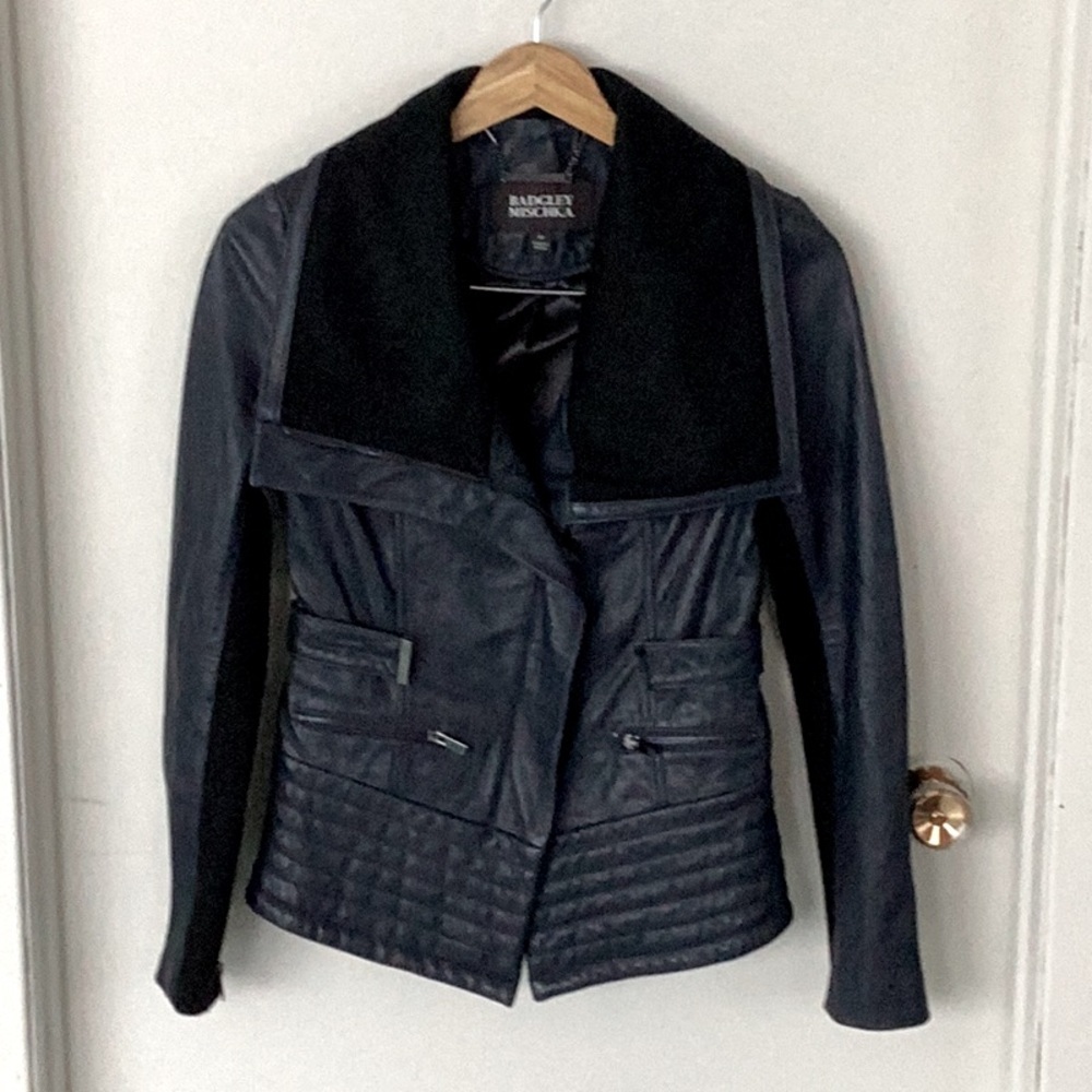 NWOT Badgely Mischka Leather Jacket in XS